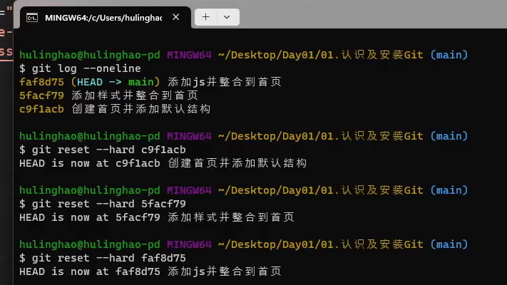 版本控制演示截图