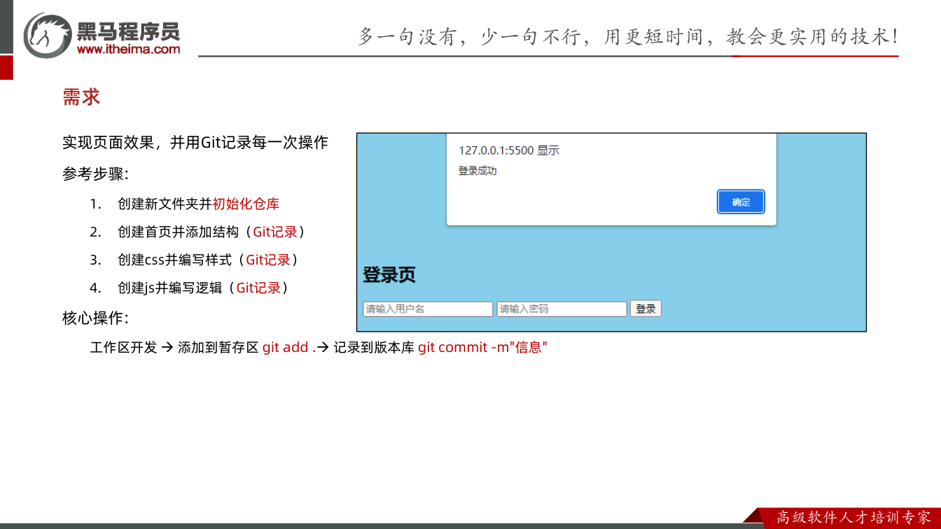 课件第19页：Git远程仓库-克隆 克隆（clone）: 获得一份已经存在了的Git 仓库的拷